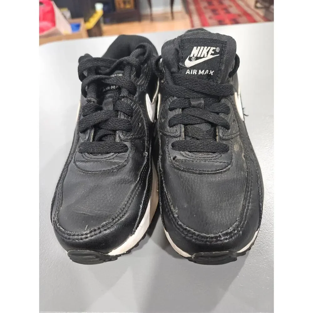 Nike Air Max 90 2.5Y Black White Leather Kids Youth Sneakers CD6867-010